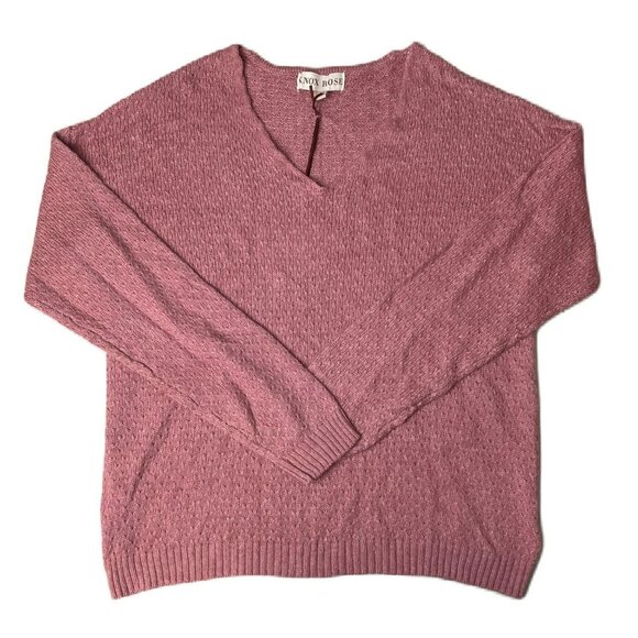 Women's Deep Mauve Long Sleeve V-Neck Sweater - Small - Picture 1 of 3